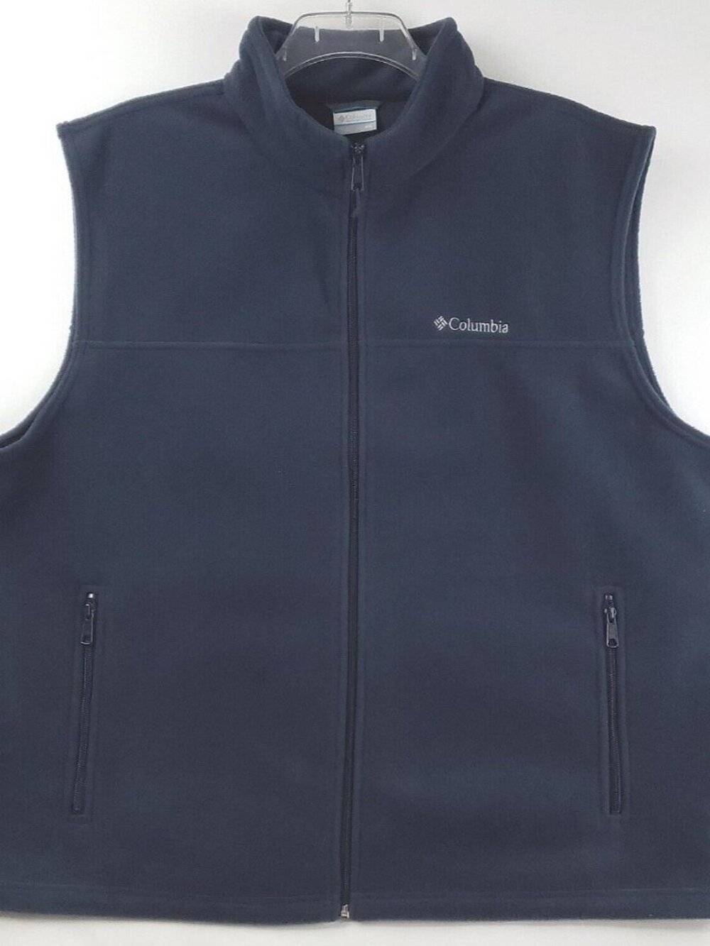 Columbia Fleece Vest Jacket Mens 2XL Navy Blue Mock Neck Full Zip